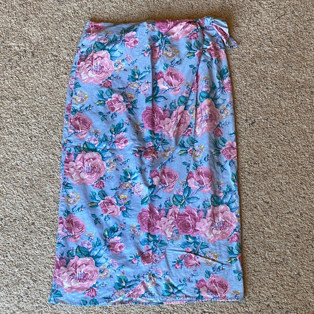 Floral Wrap Skirt with Pink Roses